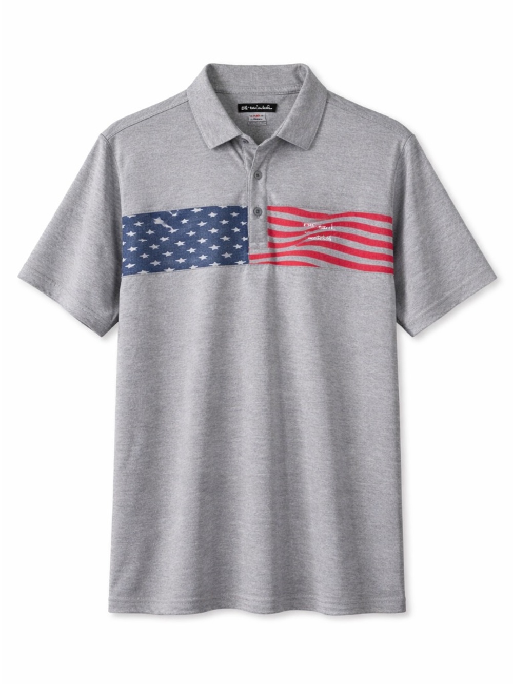 TravisMathew Polo Shirt XL Gray American Flag Stripe Golf Performance Stretch